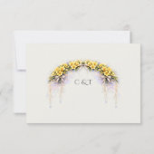Canary Yellow Romantic Freesia  Floral Wedding RSVP Karte (Rückseite)