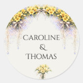 Canary Yellow Romantic Freesia  Floral Wedding Runder Aufkleber (Vorderseite)
