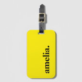 Canary Yellow Solid Color Eleganter Name Gepäckanhänger (Vorderseite Vertikal)