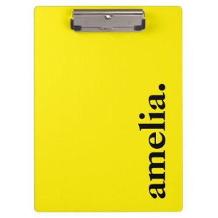 Canary Yellow Solid Color Eleganter Name Klemmbrett