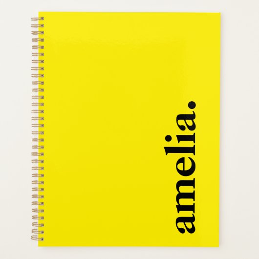 Canary Yellow Solid Color Eleganter Name Planer (Vorderseite)