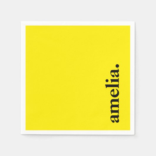 Canary Yellow Solid Color Eleganter Name Serviette (Vorderseite)