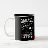 Canasta ist mein Rentenplan Zweifarbige Tasse (Links)