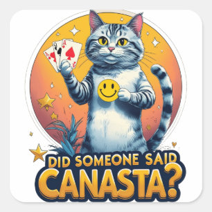 Canasta-Spiel  Kartenstrategie Quadratischer Aufkleber