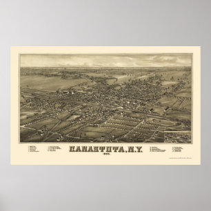 Canastota, NY Panorama Karte - 1885 Poster