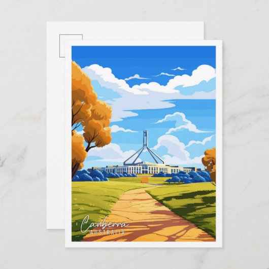 Canberra Australia Art Vintage Reise Illustration Postkarte (Vorne/Hinten)