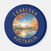 Canberra Australia Retro Distressed Circle Magnet (Vorne)