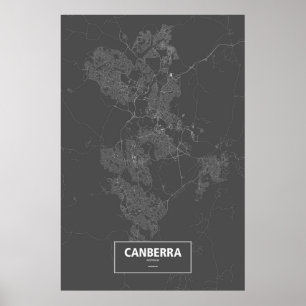 Canberra, Australia (white on black) Poster