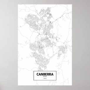 Canberra, Australien (schwarz auf weiß) Poster