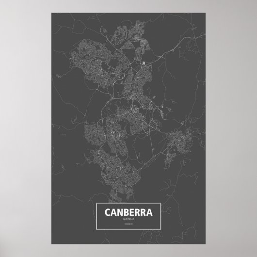 Canberra, Australien (weiß auf schwarz) Poster (Vorne)