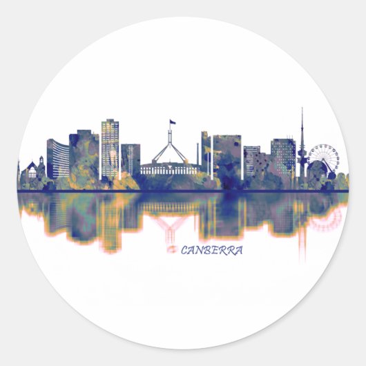Canberra Skyline Runder Aufkleber (Vorderseite)