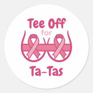Cancer Awareness Pink Tee Off Ta-Tas Runder Aufkleber
