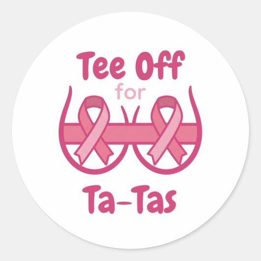 Cancer Awareness Pink Tee Off Ta-Tas Runder Aufkleber (Vorderseite)