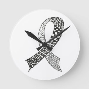 Cancer Awareness Ribbon Custom Color Runde Wanduhr