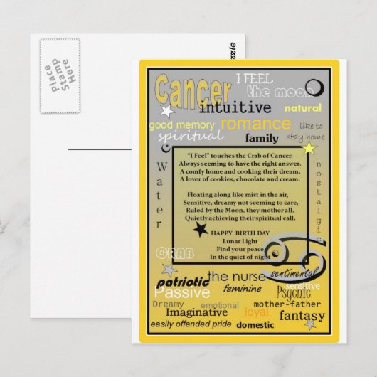 CANCER BIRTHDAY POSTKARTE (Vorne/Hinten)