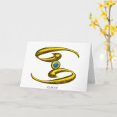 CANCER Blue Opal & Gold Zodiac Birthday Karte (Gelbe Blume)