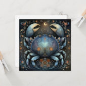 Cancer Crab Zodiac Astrology Celestial Birthday Karte (Vorderseite/Rückseite Beispiel)