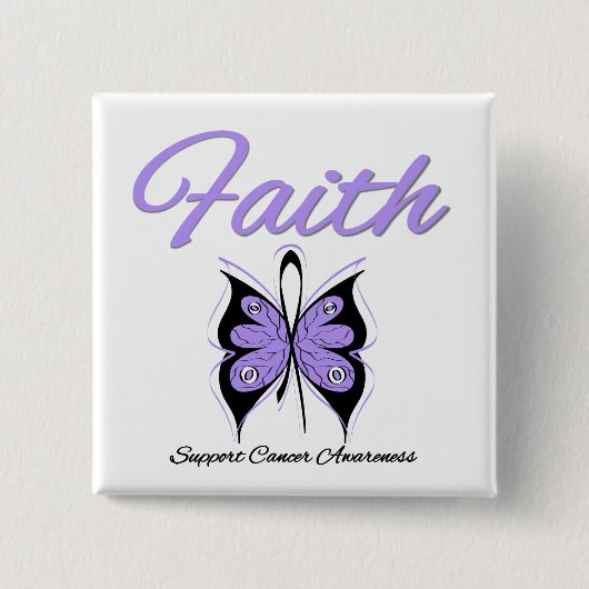 Cancer Faith Butterfly Lavender Ribbon Button (Vorderseite)