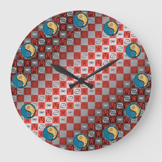Cancer & Fire Tiger Große Wanduhr (Vorderseite)