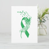Cancer Green Ribbon Feather Birds Save The Date (Stehend Vorderseite)