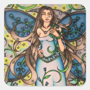Cancer MoonChild Fairy Goddess Quadratischer Aufkleber