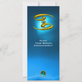 CANCER OPALE MONOGRAM Saphir hellblau Einladung (Rückseite)