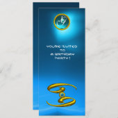 CANCER OPALE MONOGRAM Saphir hellblau Einladung (Vorne/Hinten)