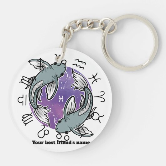 Cancer Pisces Zodiac Acrylic Keychain Schlüsselanhänger (Rückseite)