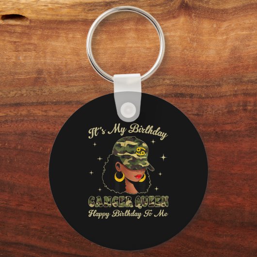 Cancer Queen Loc'd Black Woman Camouflage Cap Zodi Schlüsselanhänger (Vorderseite)