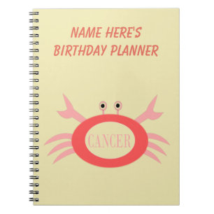 Cancer Star Sign Crab Notebook Notizblock