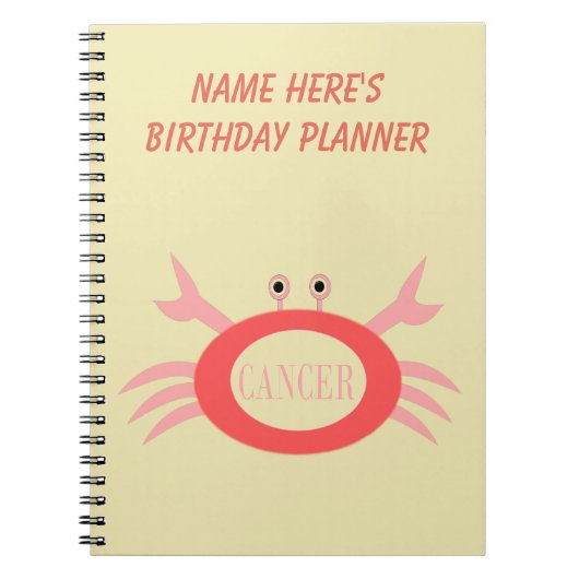 Cancer Star Sign Crab Notebook Notizblock (Vorderseite)