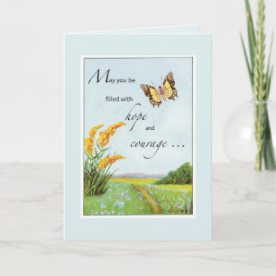 Cancer Support Get Well Butterfly and Countryside Karte