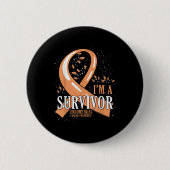 Cancer Survivor Peach Ribbon Endometrial Cancer Aw Button (Vorderseite)