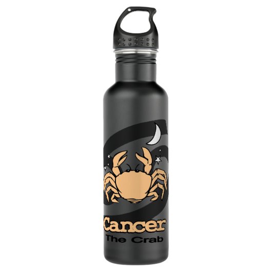 "Cancer The Crab" - Graue und orangefarbene Geträn Trinkflasche (Vorderseite)