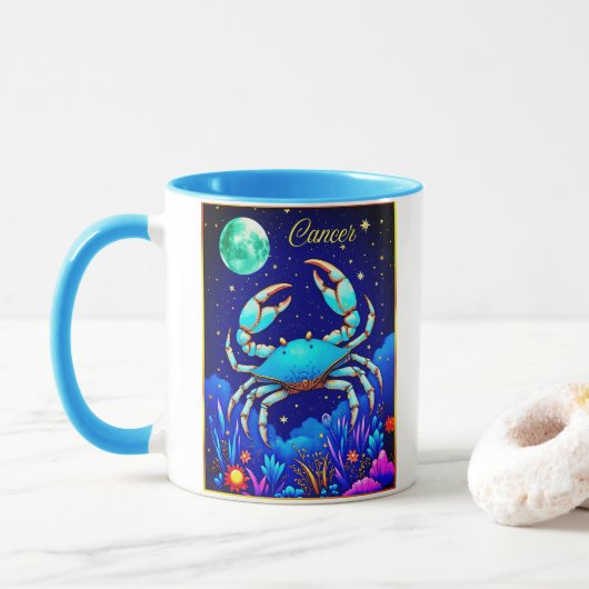 Cancer the Crab Zodiac Sign Tasse (Mit Donut)