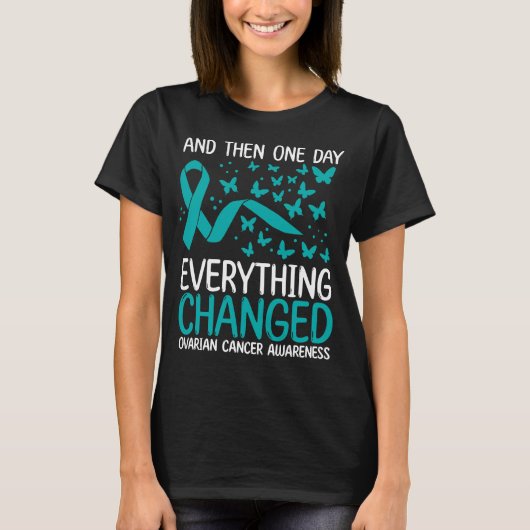 Cancer Warrior Ribbon Ovarian Cancer Awareness T-Shirt (Vorderseite)
