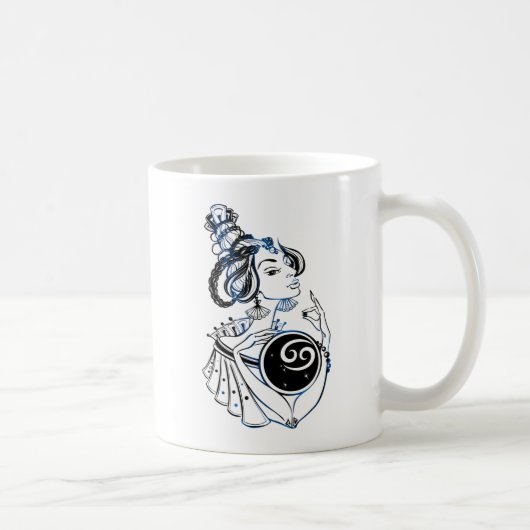 Cancer Zodiac Art Deco Lady Kaffeetasse (Rechts)