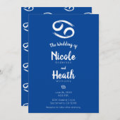 CANCER Zodiac Astrologie Sommer Juni Hochzeit Juli Einladung (Vorne/Hinten)