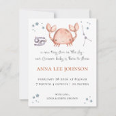 Cancer Zodiac Birth Announcement Feiertagskarte (Vorderseite)