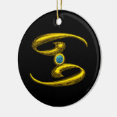 CANCER ZODIAC BIRTHDAY JEWEL Blue Opale Gold Keramikornament (Links)
