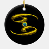 CANCER ZODIAC BIRTHDAY JEWEL Blue Opale Gold Keramikornament (Hinten)