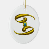CANCER ZODIAC BIRTHDAY JEWEL Blue Opale Gold Keramikornament (Rechts)