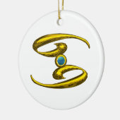 CANCER ZODIAC BIRTHDAY JEWEL Blue Opale Gold Keramikornament (Links)
