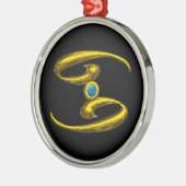 CANCER ZODIAC BIRTHDAY JEWEL Blue Opale Gold Ornament Aus Metall (Links)
