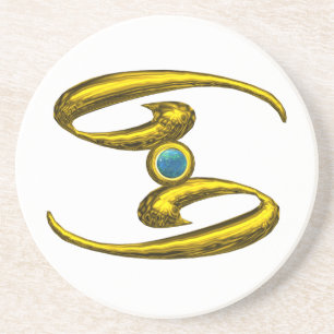 CANCER ZODIAC BIRTHDAY JEWEL Blue Opale, White Untersetzer