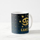 Cancer Zodiac Blue and Gold Astrologie Tasse (VorderseiteRechts)