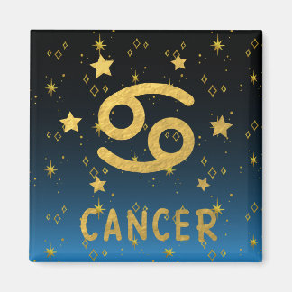 Cancer Zodiac Blue and Gold Magnet