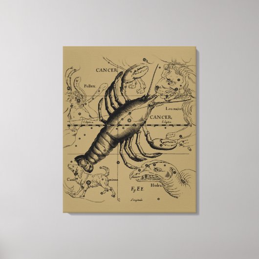 Cancer Zodiac Constellation by Hevelius 1690 Leinwanddruck (Vorderseite)