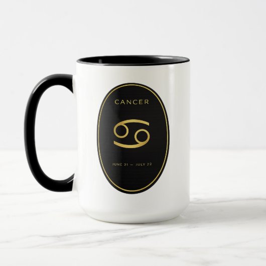 Cancer Zodiac Gold Oval Emblem Mug | Luxury Astrol Tasse (Links)