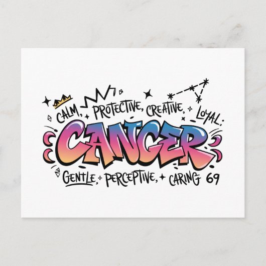 Cancer Zodiac Graffiti   Postkarte (Vorderseite)